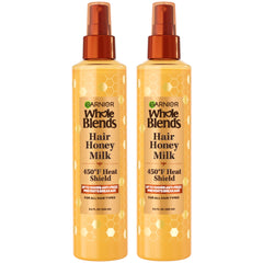 Garnier Whole Blends Hair Honey Milk, protection thermique jusqu’à 450 °F sur les cheveux.