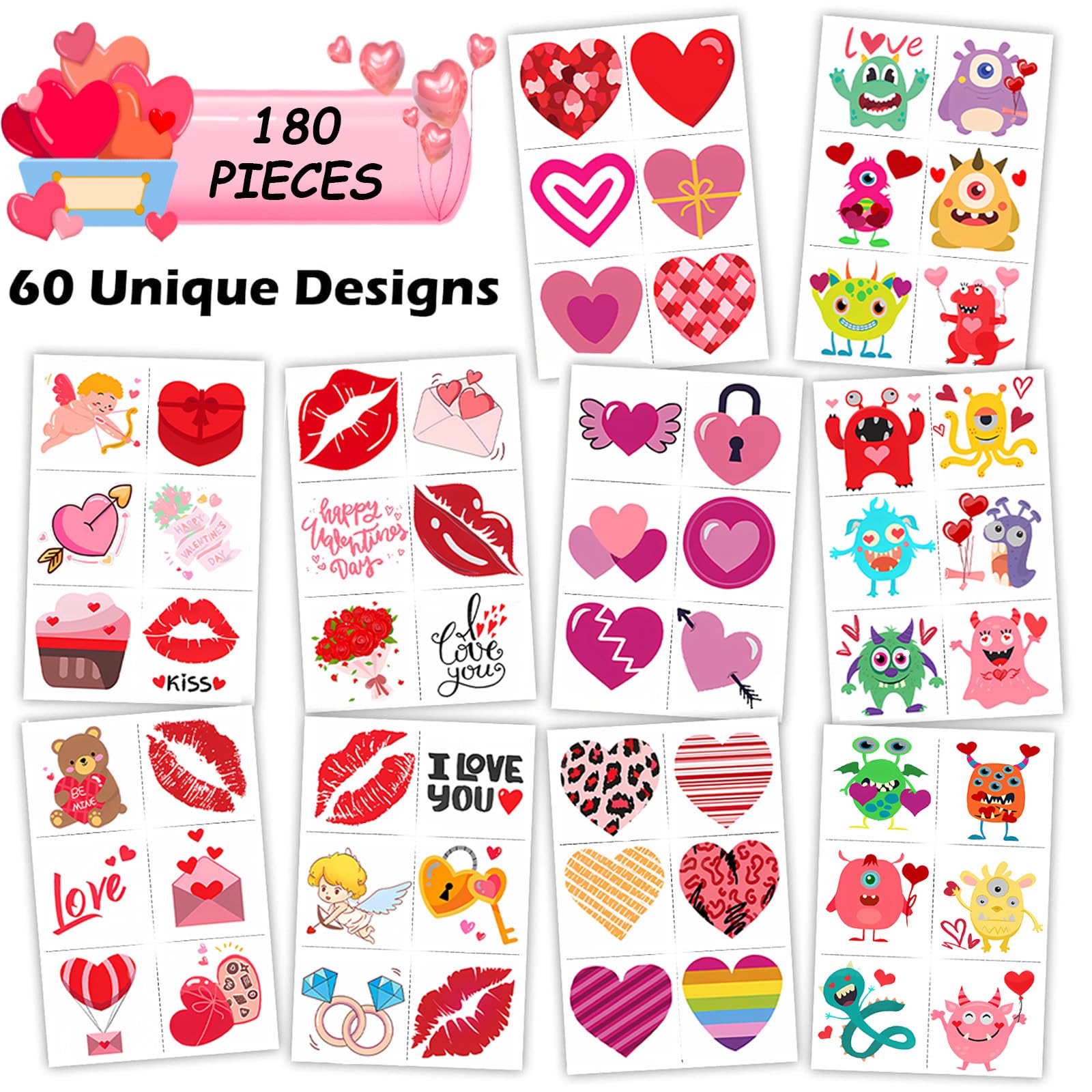 Garsellen tatouages lèvres et flèches d'amour – motifs romantiques pour fêtes Valentin
