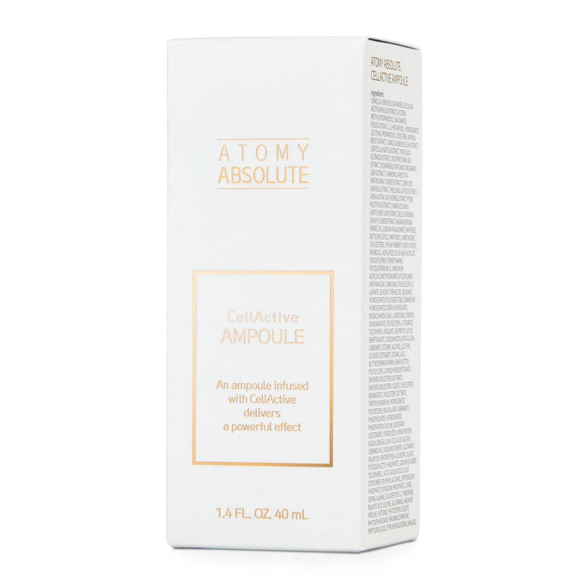 GASHINA STORY A.t.o.m.y Absolute CellActive Ampoule – emballage élégant facilitant le rangement.