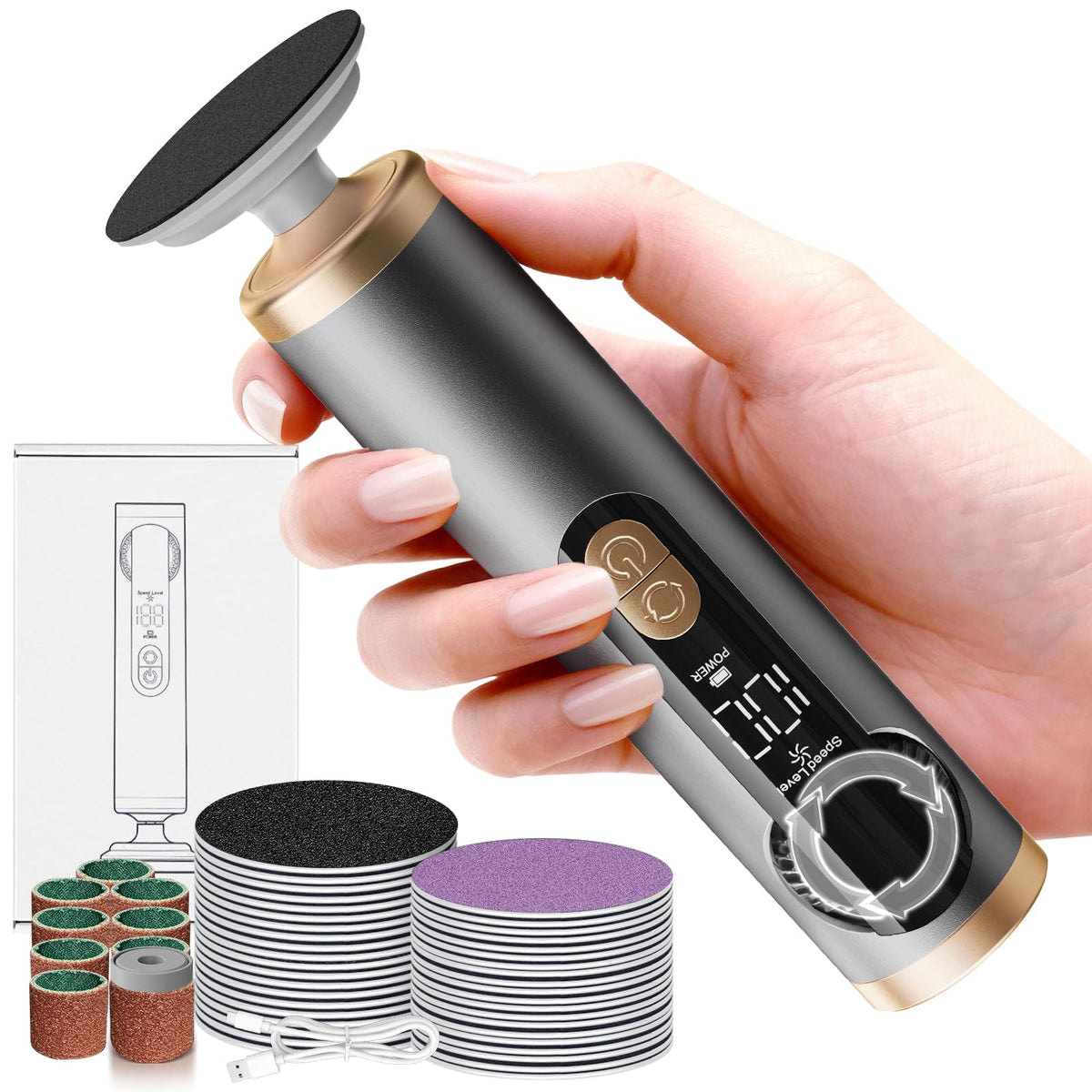 Gathekare lime électrique pour pieds avec disques remplaçables, soin des callosités.