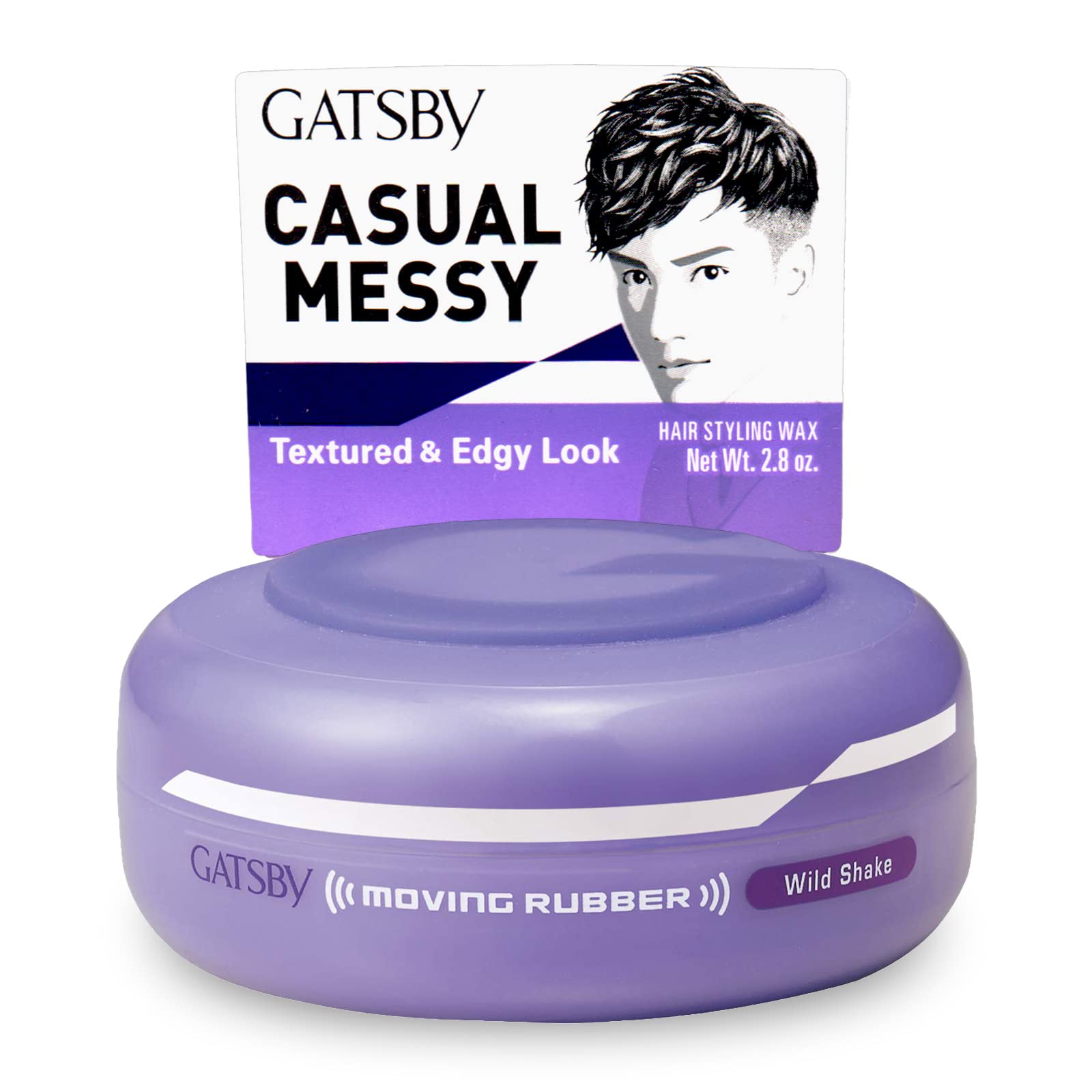 Gatsby Moving Rubber Wild Shake : bouteille compacte prête au coiffage rapide.