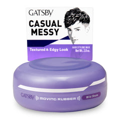 Gatsby Moving Rubber Wild Shake : bouteille compacte prête au coiffage rapide.