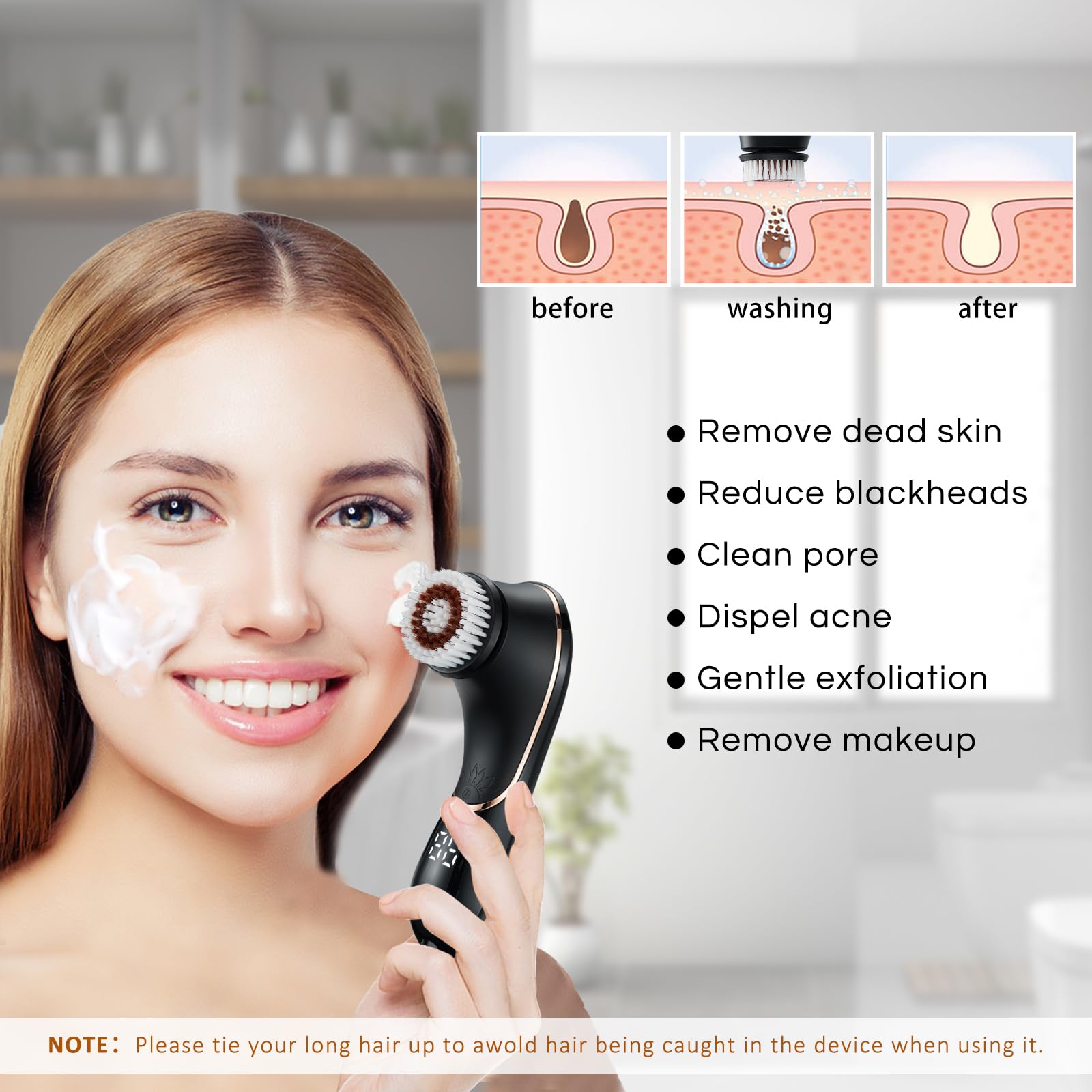 Brosse-visage Gaurins usage douche IPX7 étanche et pratique.