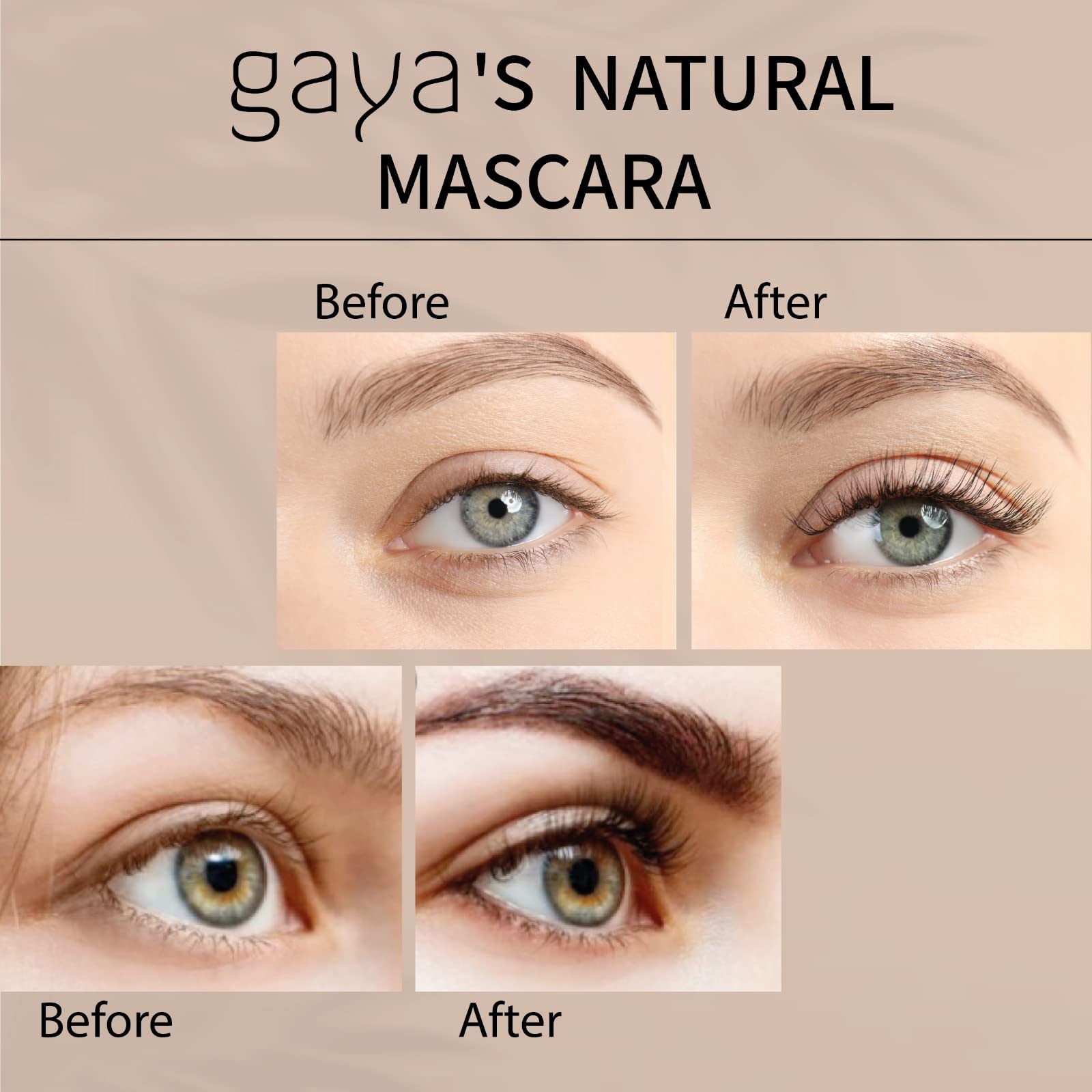 Gaya Cosmetics mascara vegan noir, définition nette sans paquets