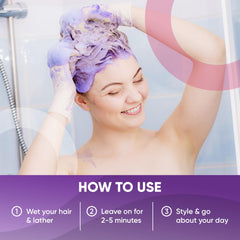 Application facile sur cheveux humides avec le GBG Violet.