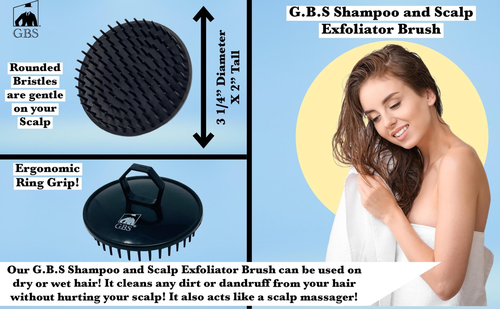 G.B.S Wave Detangling Brush minimise la casse grâce à ses brins flexibles.