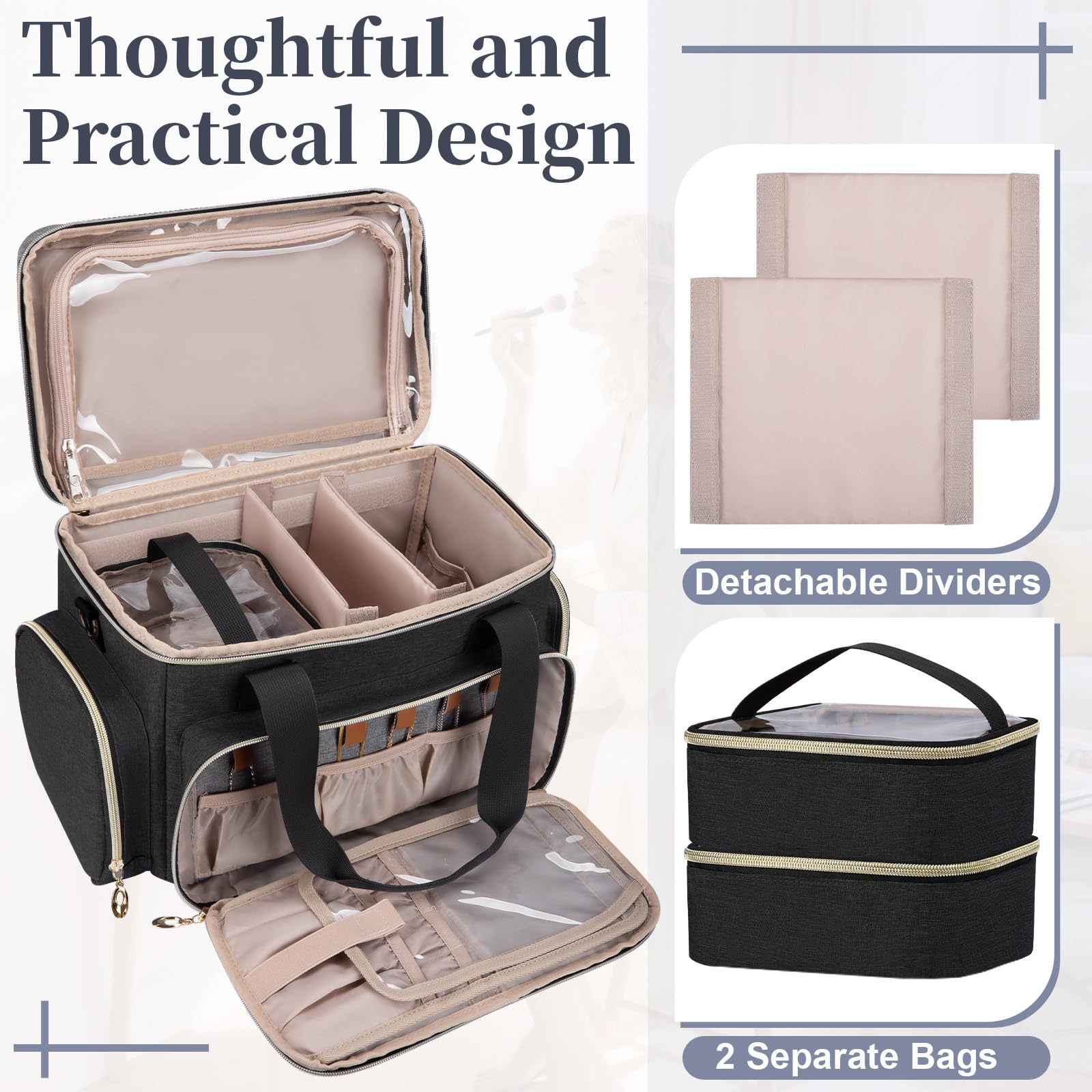 GDNasist sac-maquillage bretelles reglables offrent transport confortable