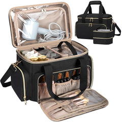 GDNasist grand-sac-maquillage grand compartiment principal pour ranger palettes et flacons lors de voyage