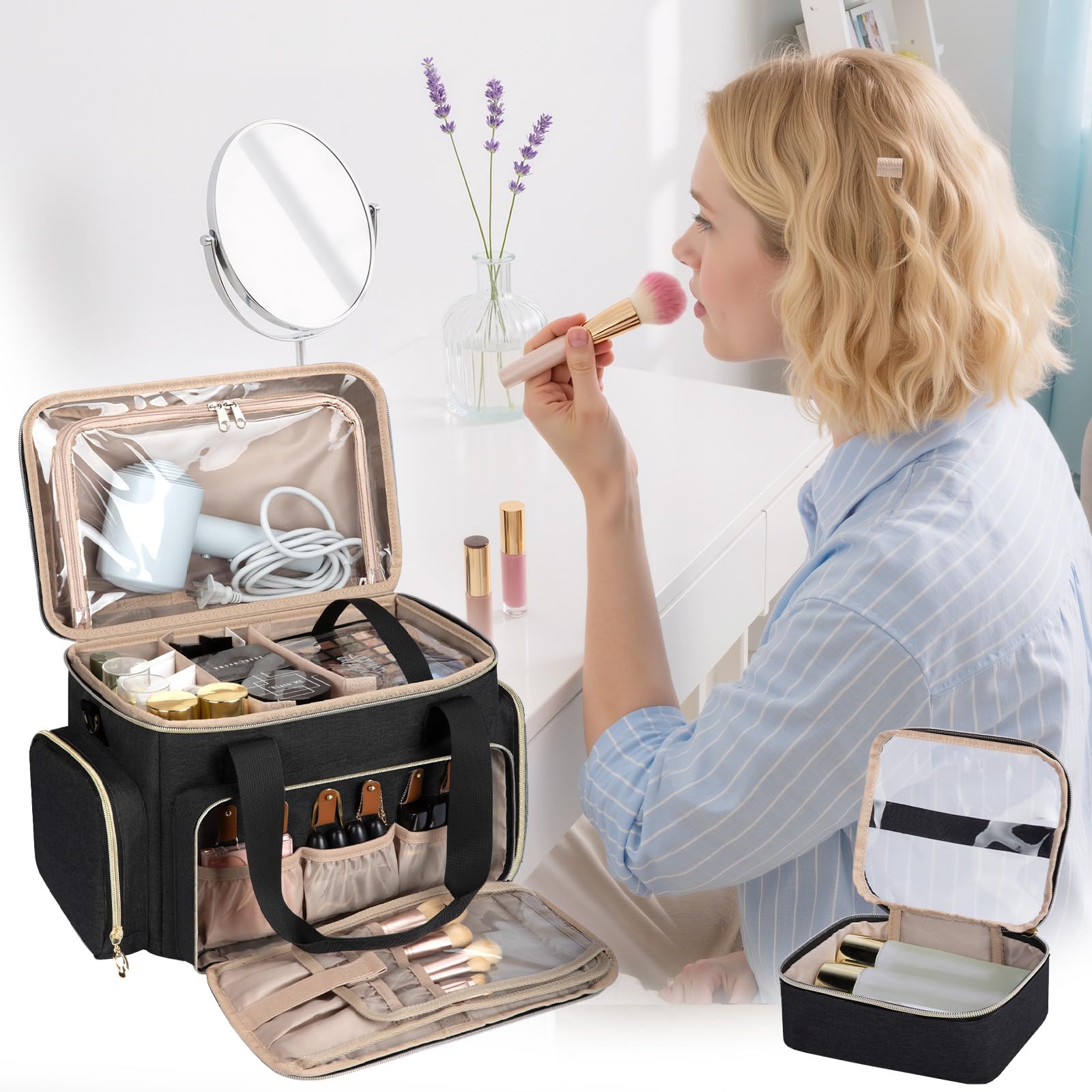 GDNasist grand-sac-maquillage doublure résistante, protection des produits lors déplacements
