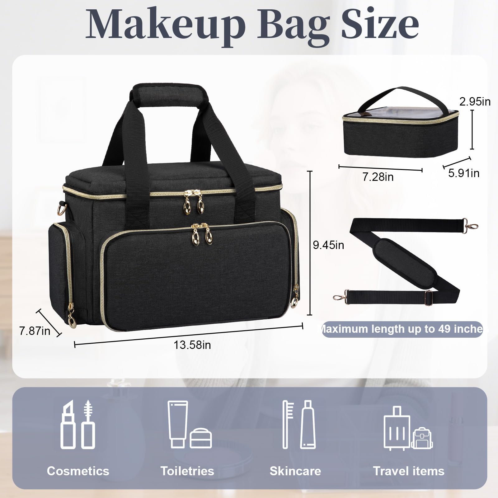 GDNasist sac-maquillage étui de protection PVC pour pinceaux facile à nettoyer