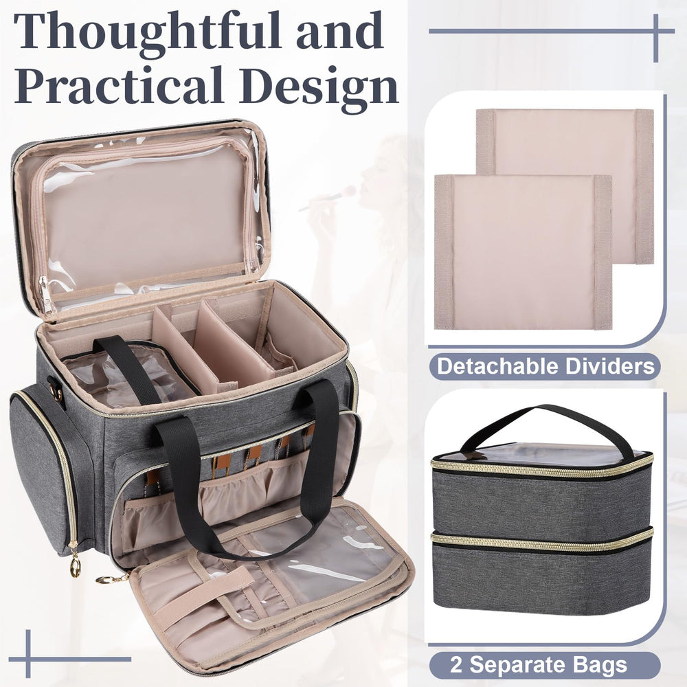 GDNasist sac maquillage voyage, deux poches detachables facilitent le rangement des accessoires