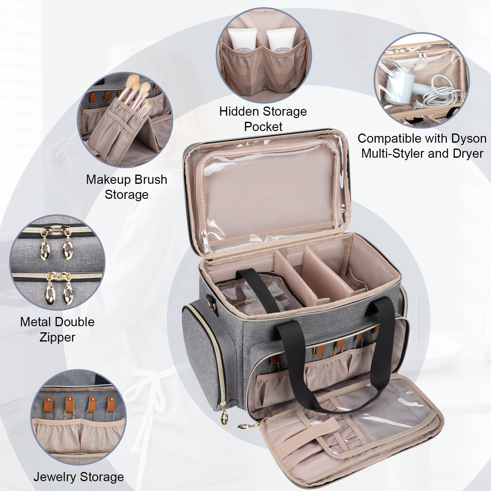 GDNasist sac maquillage voyage, sangle et poignée robustes pour transporter en tout simplicité