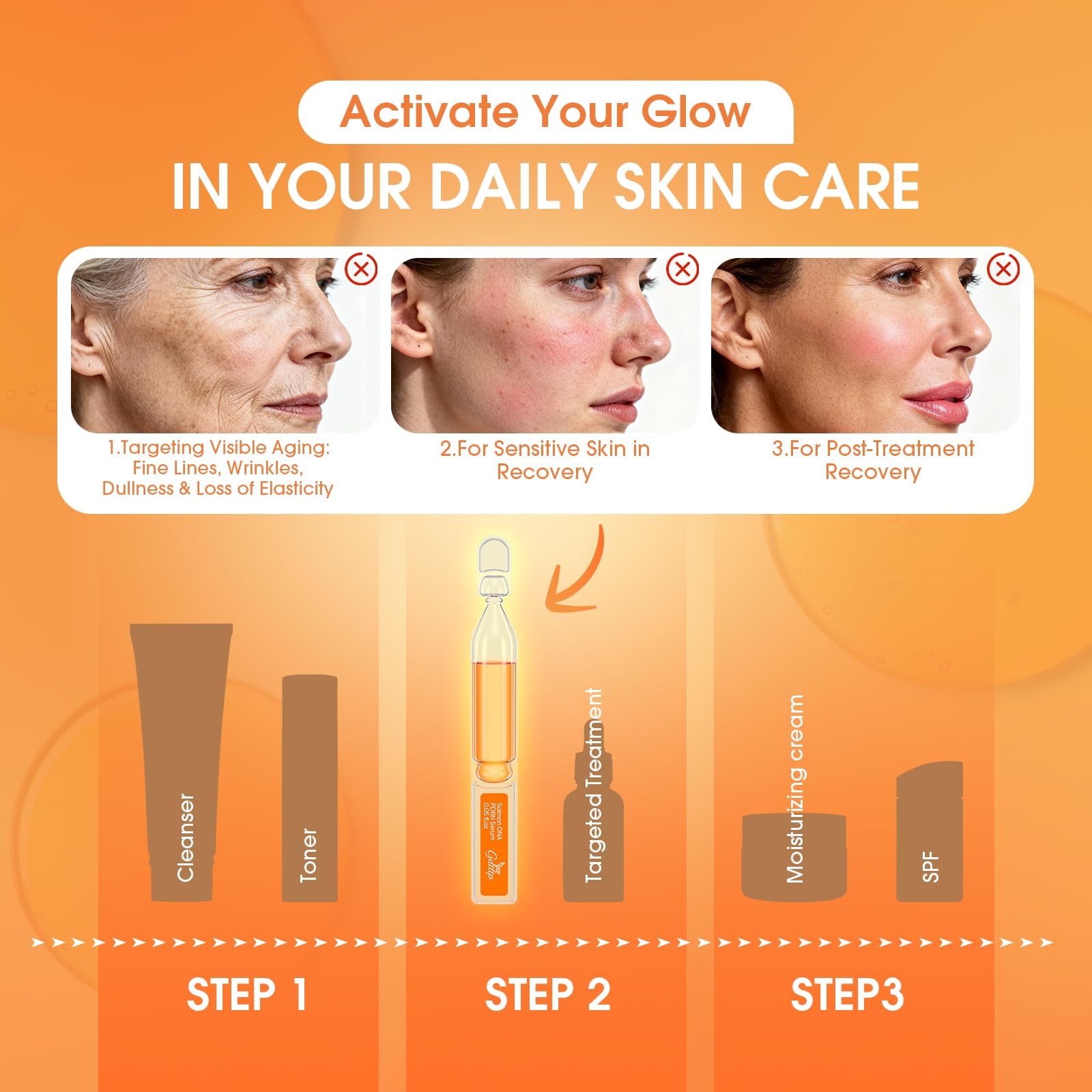 GDTLTP Serum DNA Saumon emballage portionné, pratique en voyage.