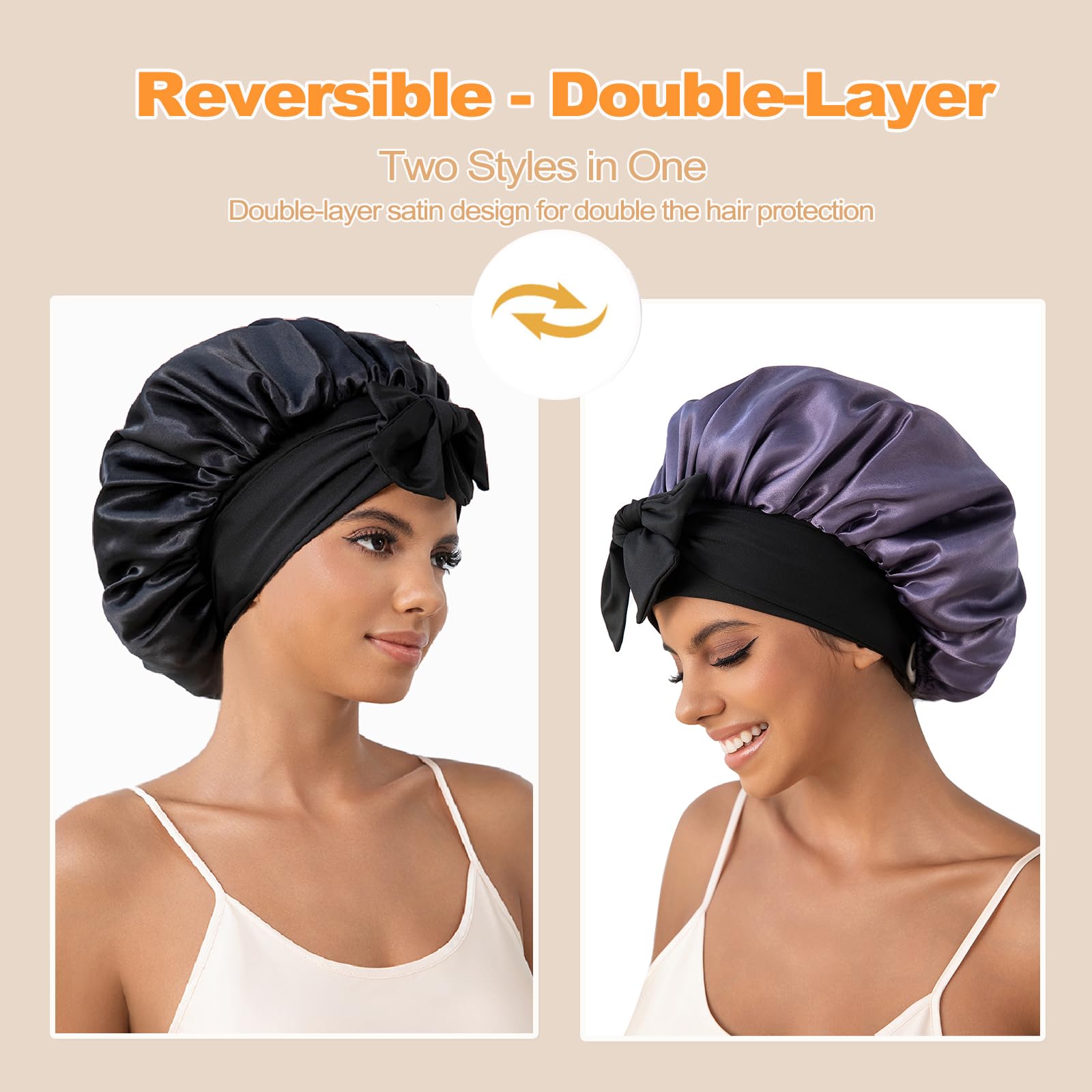 Bonnet satin à lacet ajustable GDTOGRT, s'adapte à toutes les morphologies nocturnes.