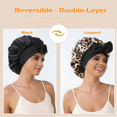 Bonnet satin double couche réversible pour deux looks sans abîmer les mèches