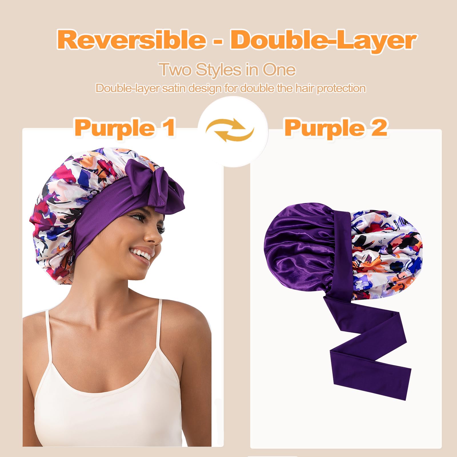 Bonnet GDTOGRT satin réversible offre deux looks stylés sans changer.