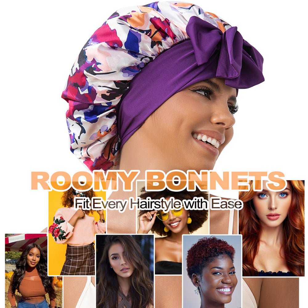 Bonnet GDTOGRT satin double-couche protège les cheveux des frottements nocturnes.