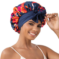 Bonnet satin GDTOGRT double couche pour dormir protège les cheveux contre les frottements nocturnes