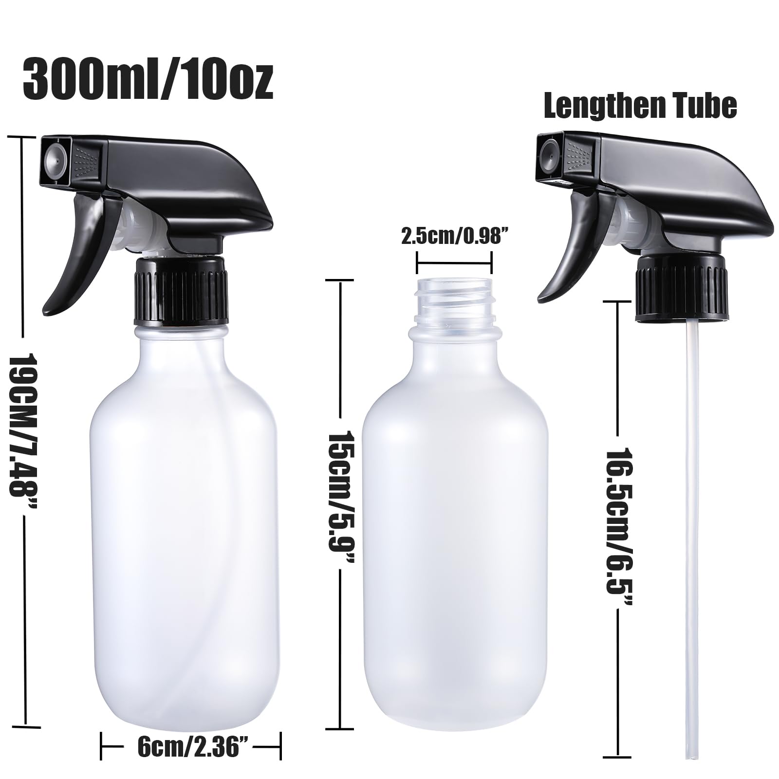 GearTrust bouteille spray transparente givrée idéale pour protéger les liquides sensibles à la lumière.