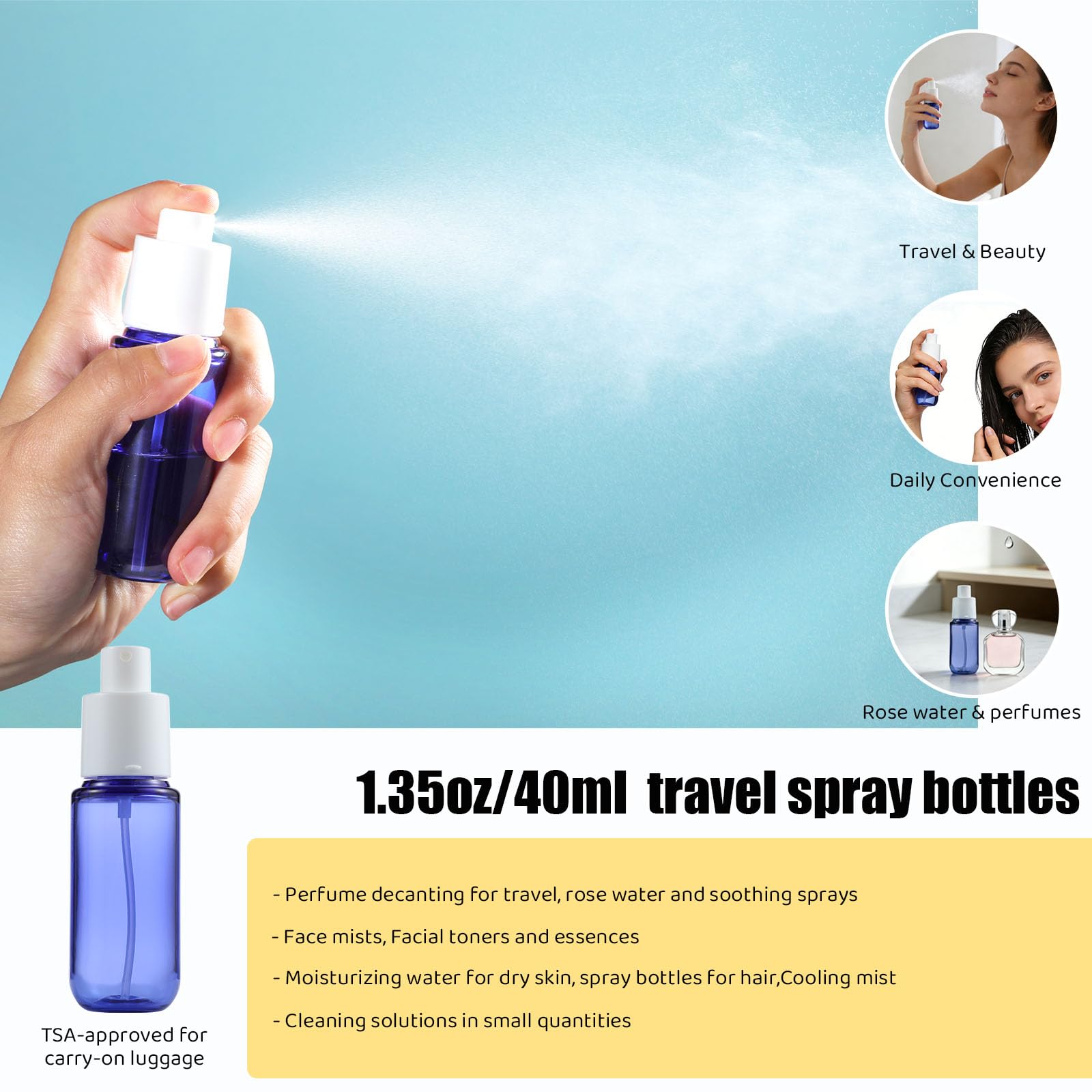 GearTrust vaporisateur fin voyage, spray 40 ml pratique et précis.