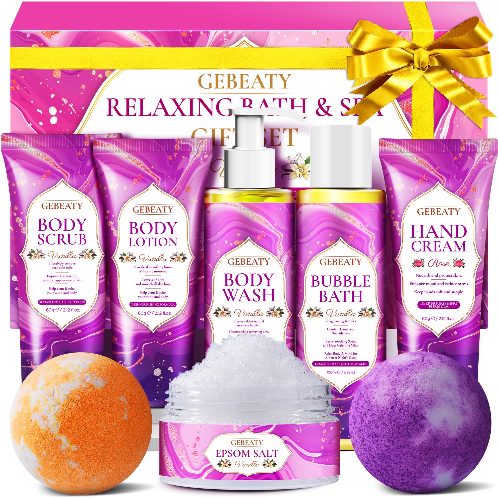 GEBEATY ensemble-bain-spa-vanille, expérience spa à domicile apaisante.