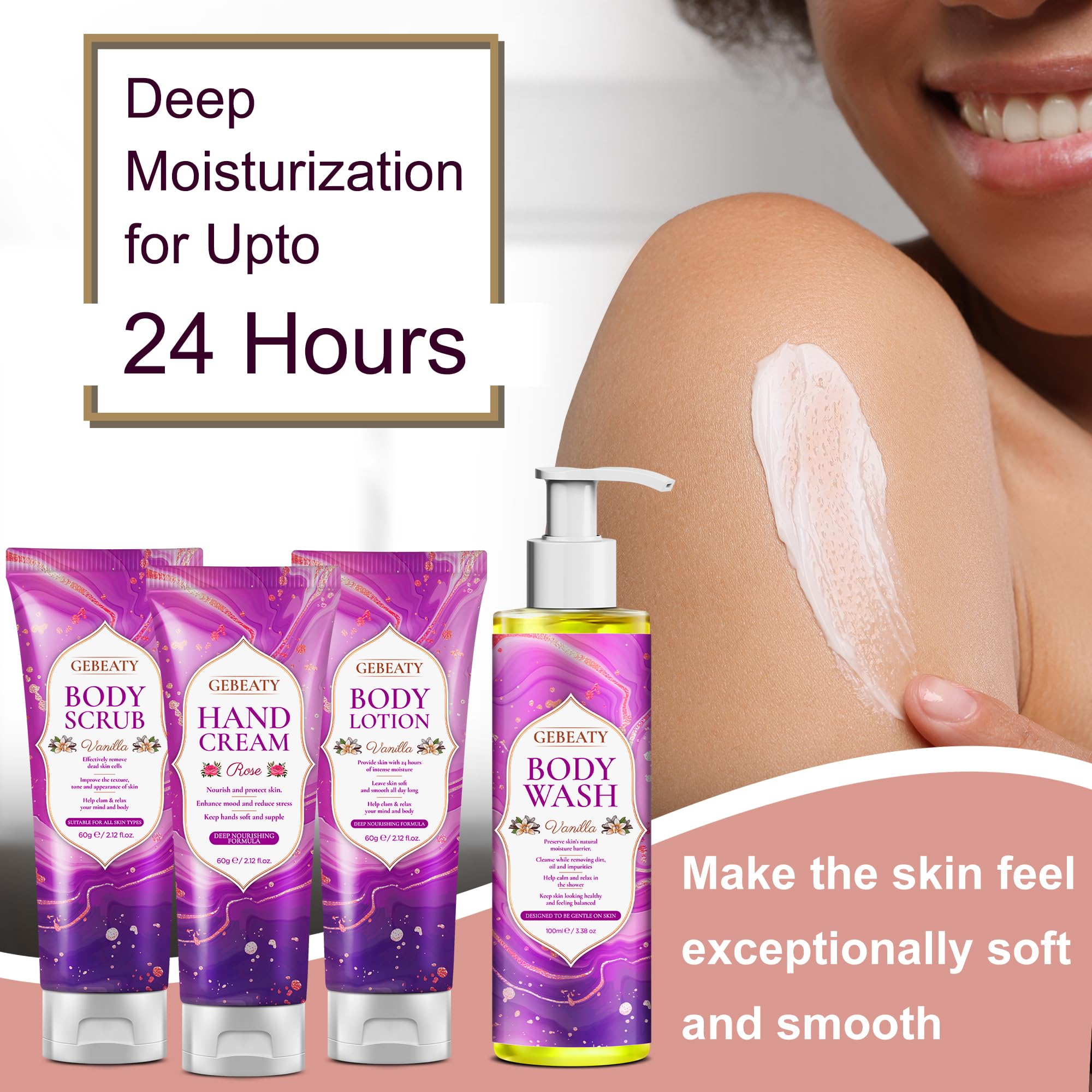 GEBEATY gommage-vanille: exfoliation légère et peau lisse.