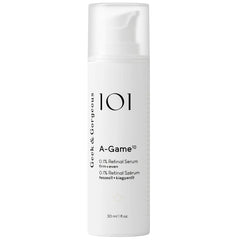 Geek & Gorgeous A-Game Retinal Serum – bouteille, texture soyeuse prête à l'application.