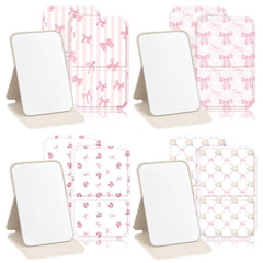 Geelin miroir compact rose avec noeud, accessoire chic pour retouches rapides