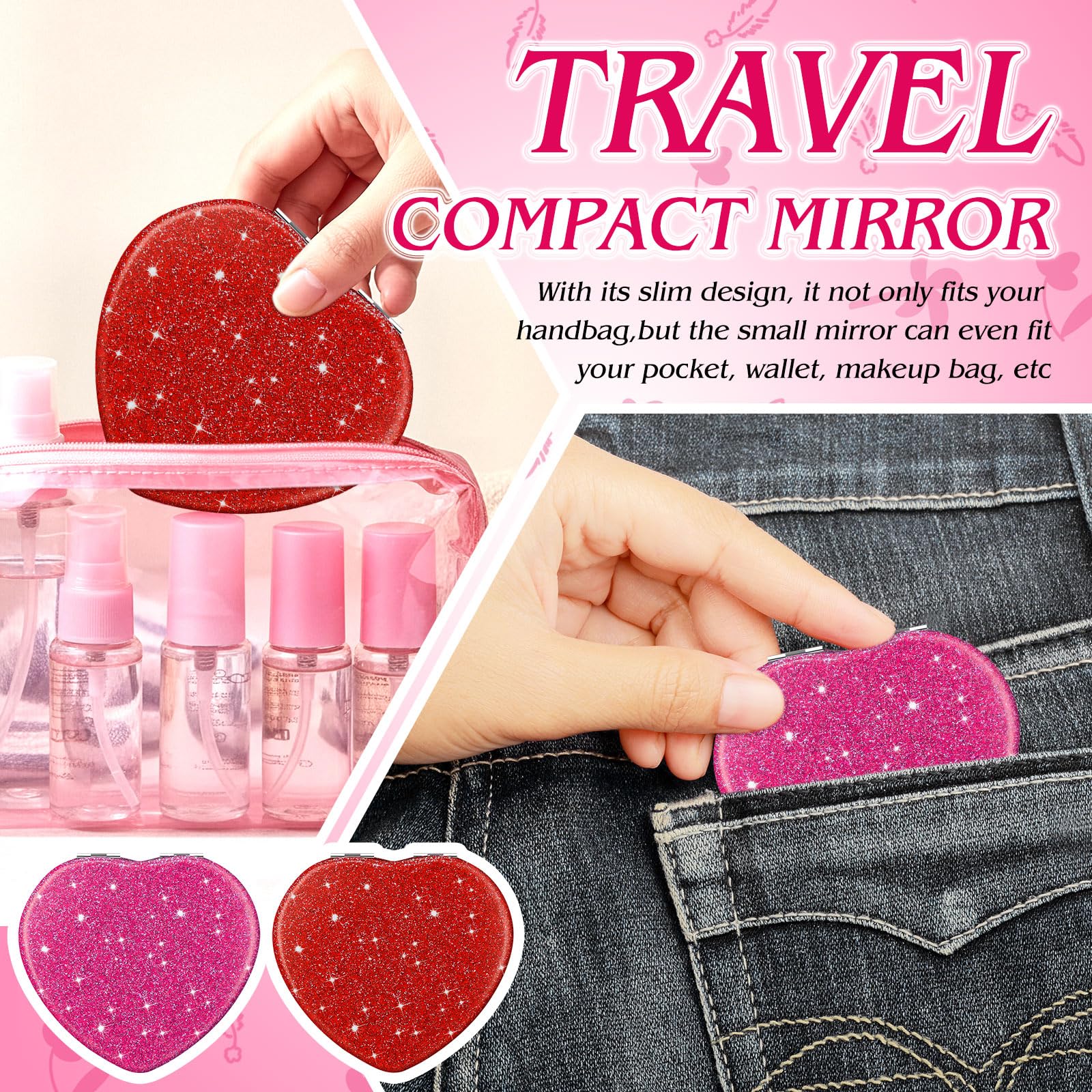Geelin miroir de voyage compact avec ouverture facile pour usage rapide.