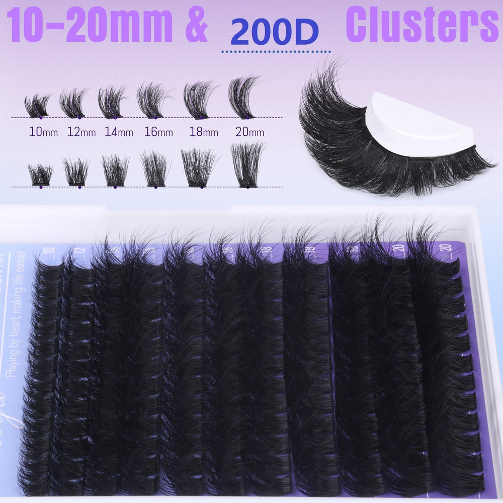 Geeneiya 200D clusters cils synthétiques satinés: douceur et réalisme.
