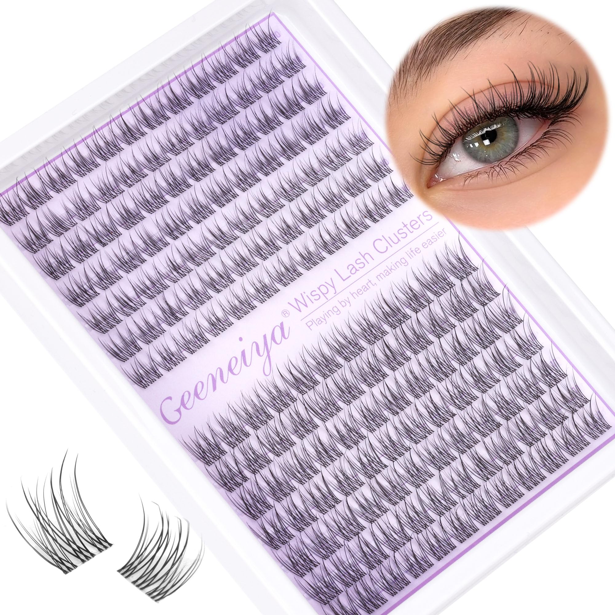 Geeneiya faisceaux transparents cils 10-11 mm pour aspect naturel