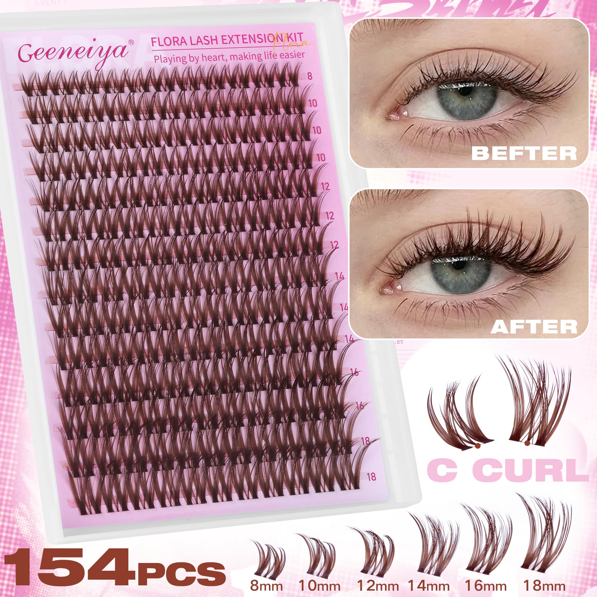 Geeneiya Brown Flora bandes invisibles: rendu discret et naturel.