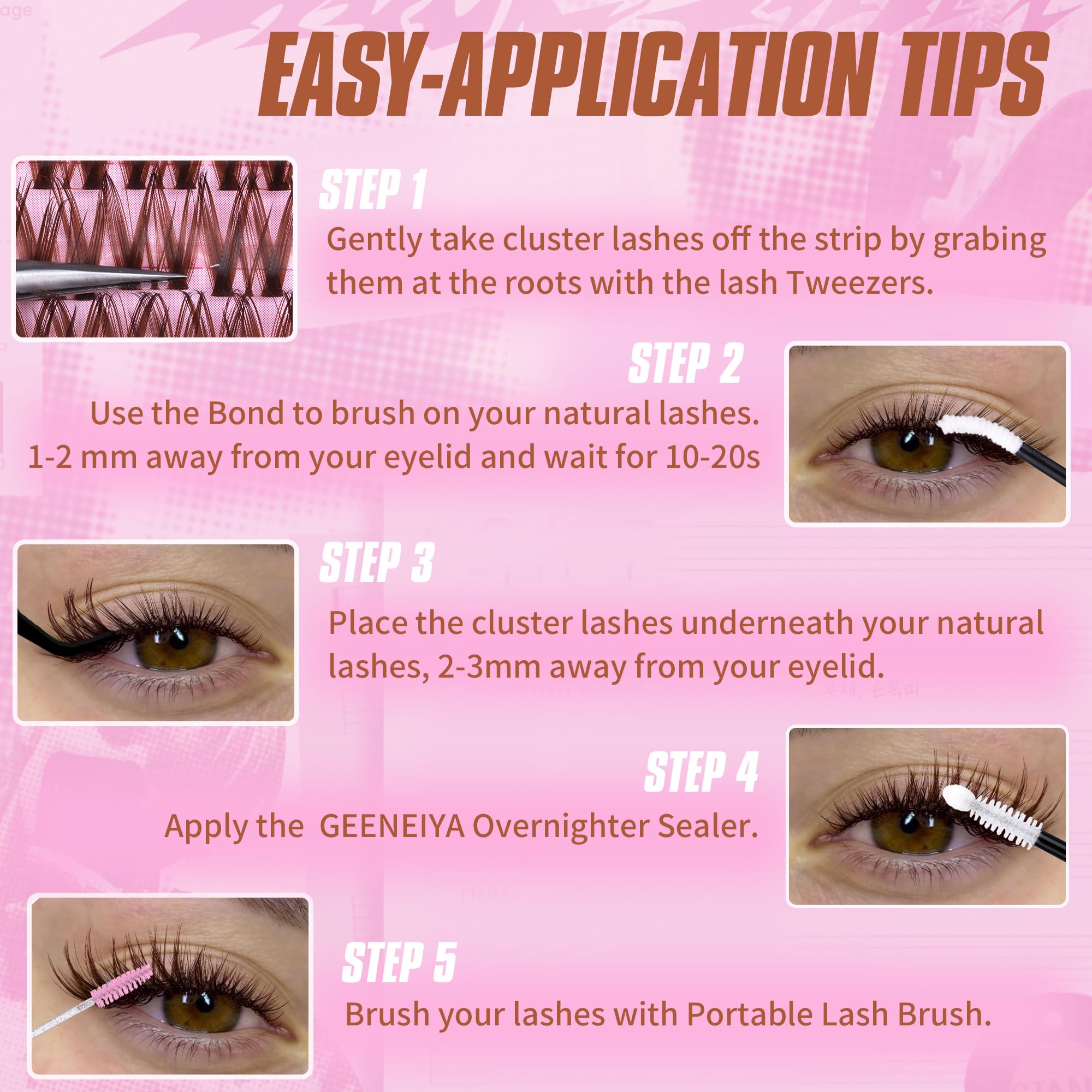 Geeneiya Brown Flora extensions 8-18mm: longueur modulable pour différents looks.