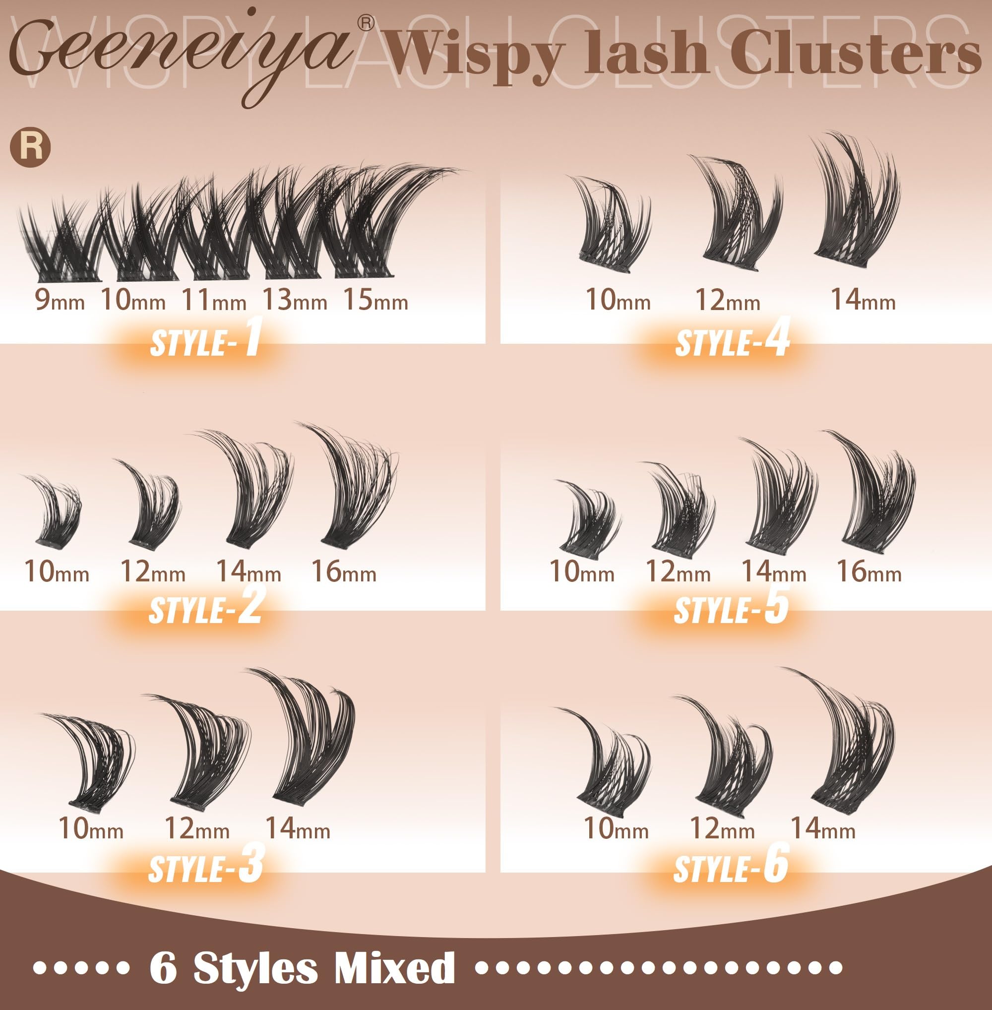 Geeneiya cils en clusters naturel, rendu discret et harmonieux