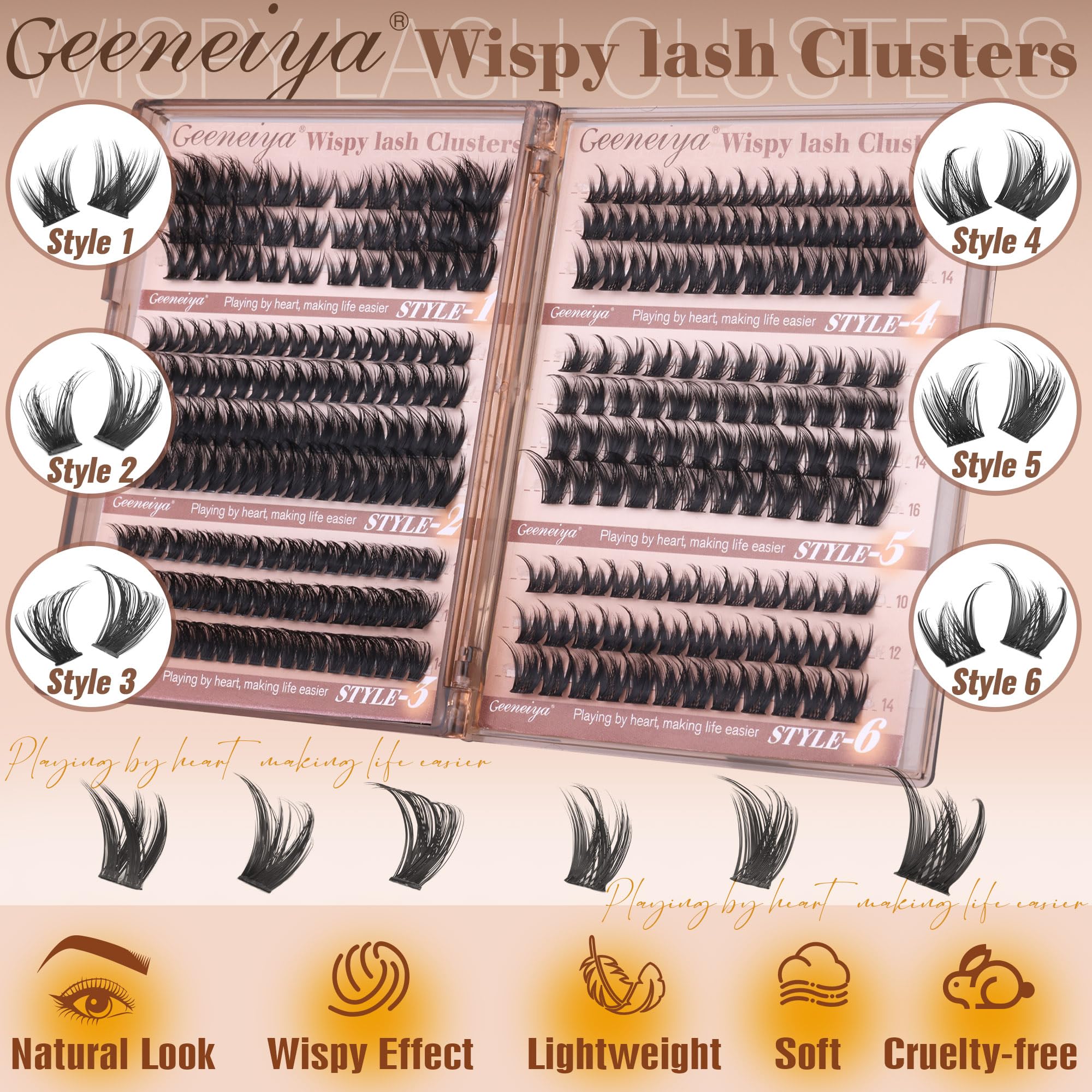 Geeneiya cils en clusters pointus, effet dramatique et sculpté