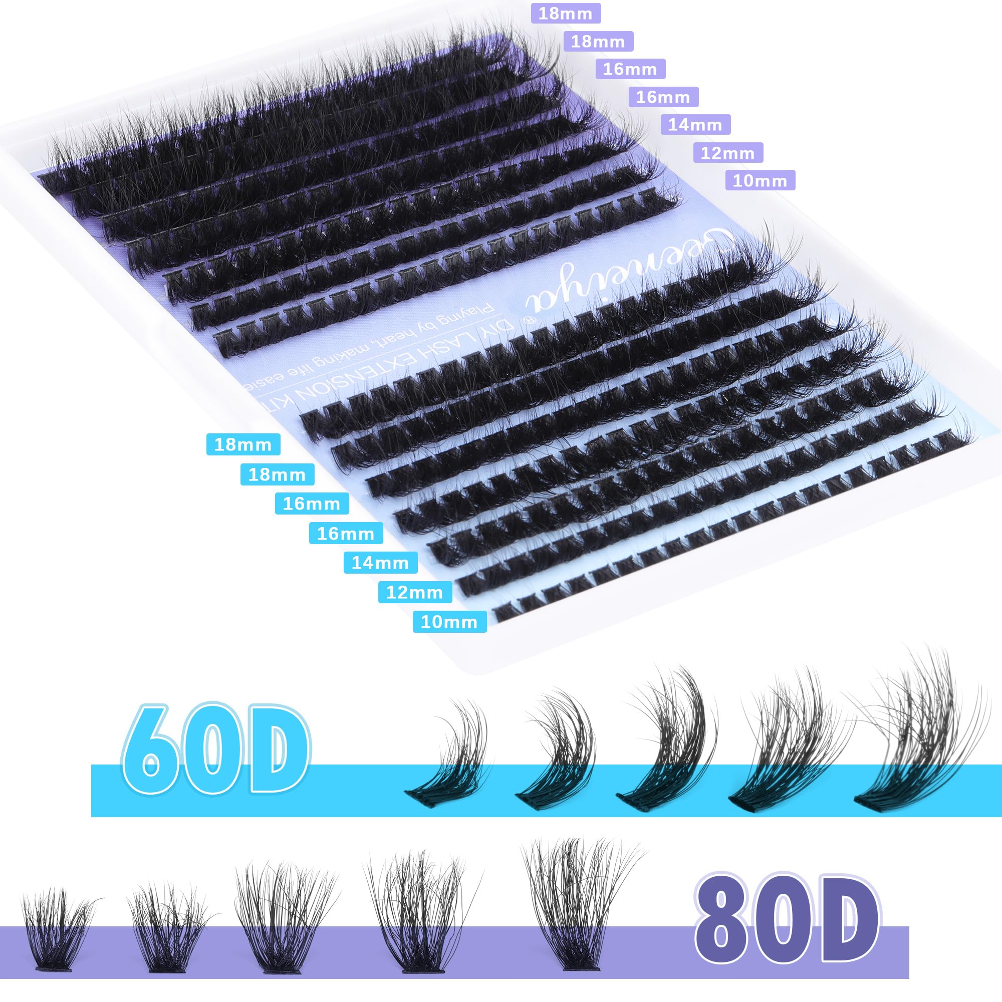 Geeneiya cils mink volume 10-18mm pour effet éthéré
