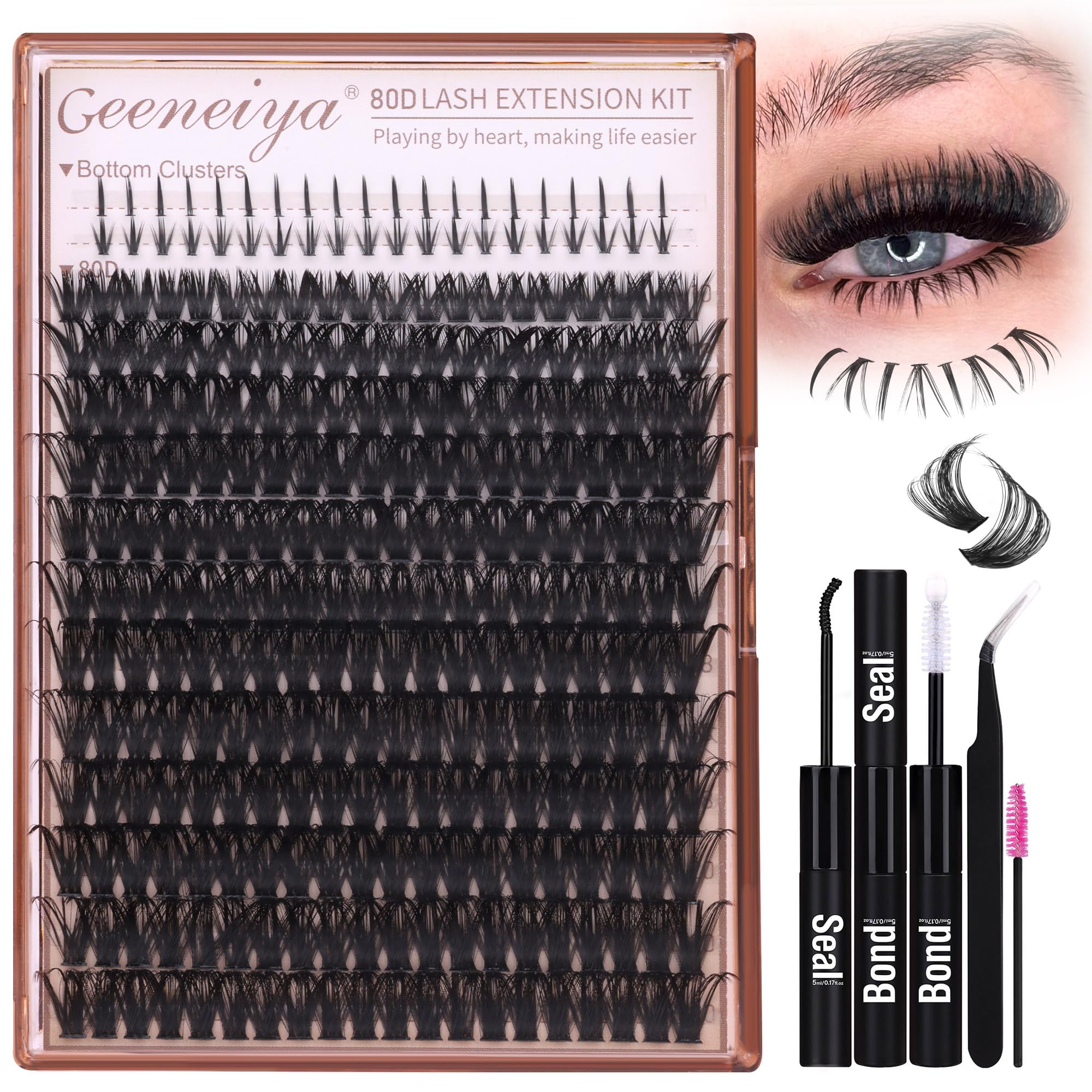 Geeneiya Clusters cils volume 10-20mm pour un effet wispy naturel.