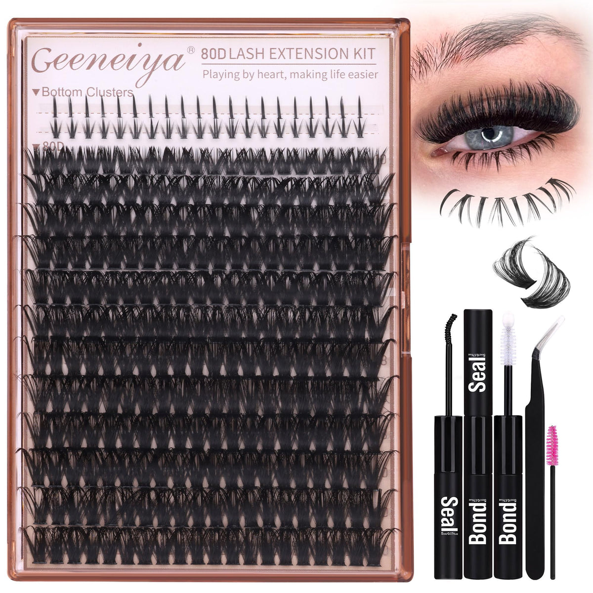Geeneiya Clusters cils volume 10-20mm pour un effet wispy naturel.