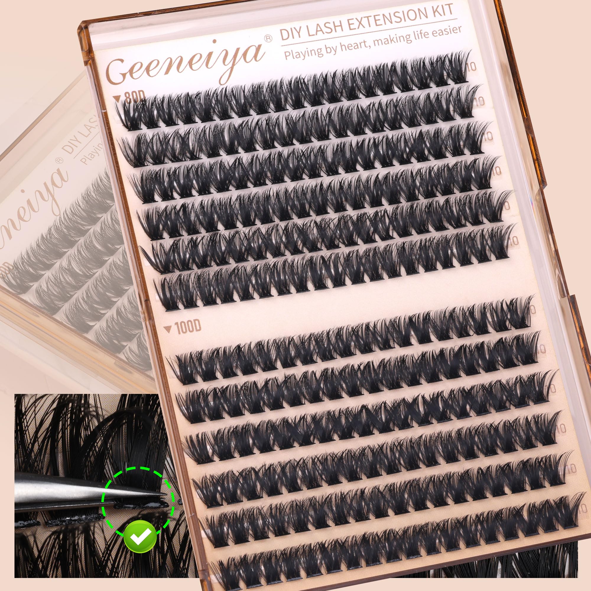 Geeneiya effet-salon-cils-10mm: aspect professionnel à domicile.