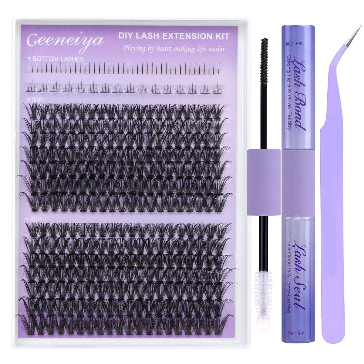 Geeneiya kit cils inférieurs avec ensembles 30D et 40D, aspect naturel.