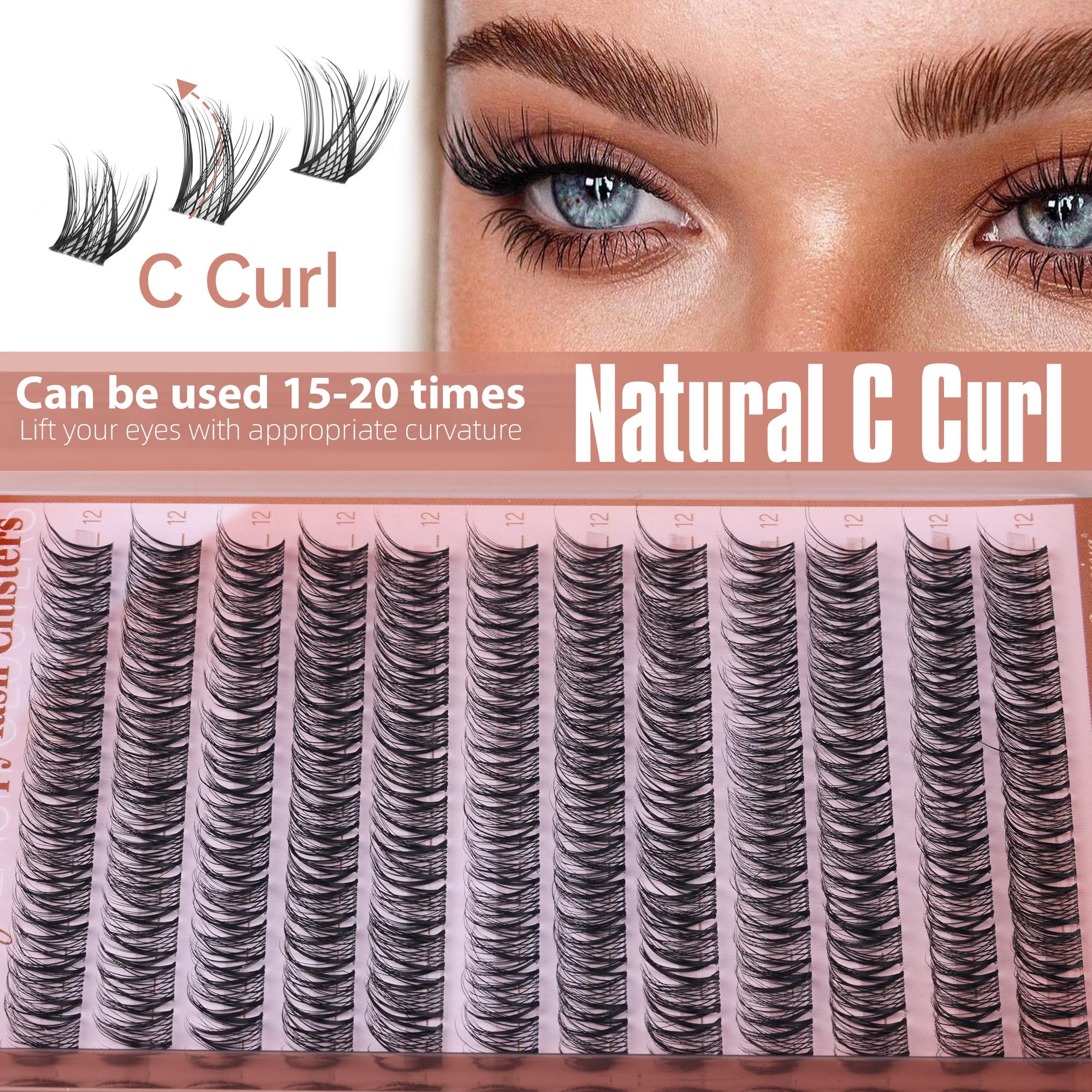 Geeneiya grappes cils CCurl 12mm pour un effet volumé sans effort.