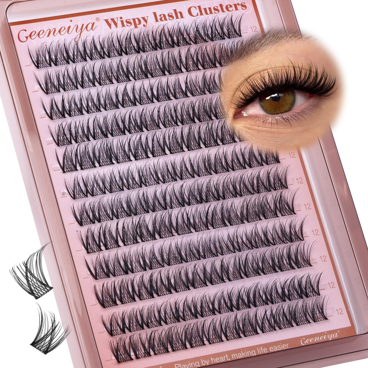 Geeneiya grappes cils naturel 12mm pour un regard discret et élégant.