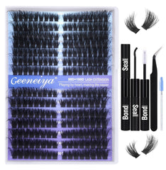 Geeneiya kit extensions cils cluster œil de chat prêt à l'emploi pour un regard naturel.