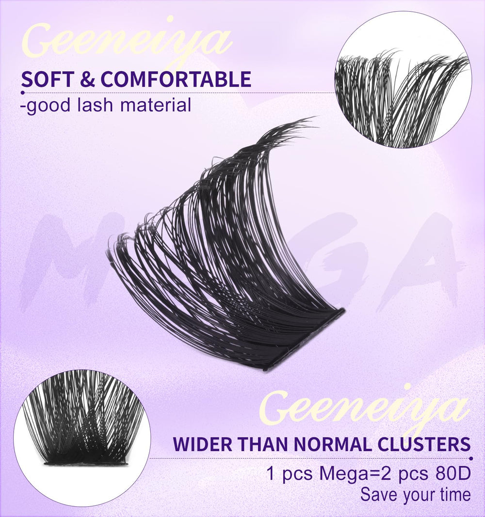 Geeneiya Mega Lash Clusters montre une installation rapide pour gagner du temps.