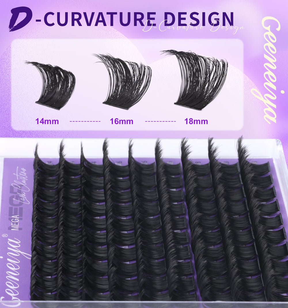Geeneiya Mega Lash Clusters poids plume pour un confort toute la journée.