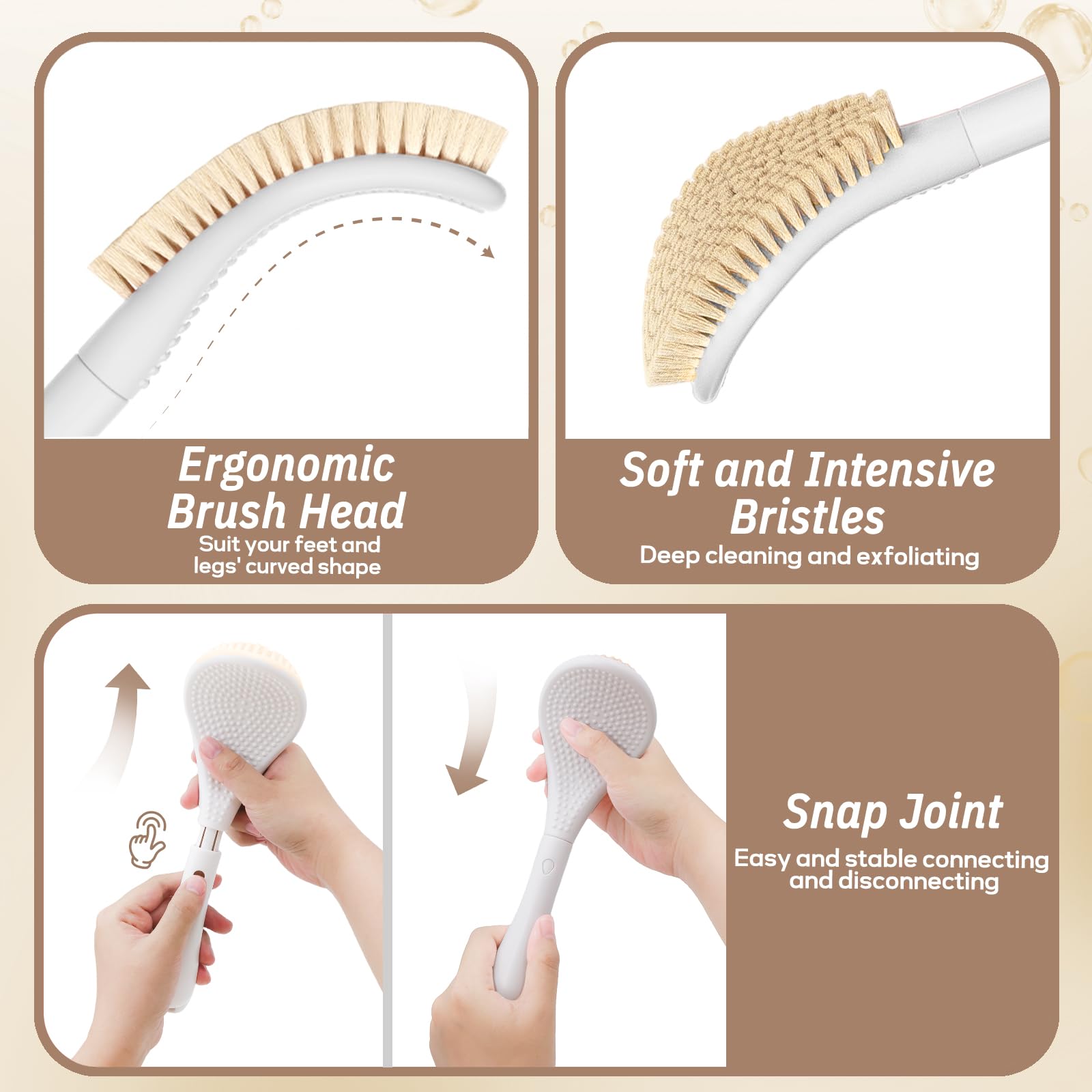 GEENOA brosse-pied poignée en ABS pour une prise sécurisée.