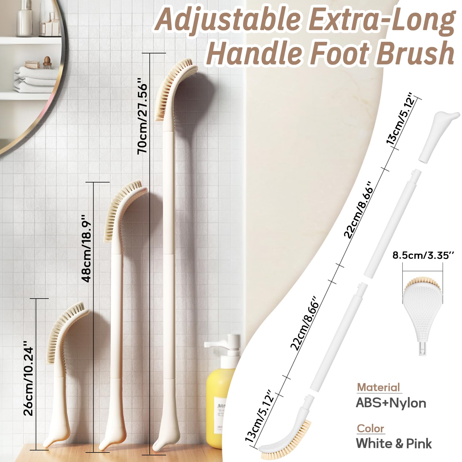 GEENOA brosse-pied tête courbe pour nettoyer les contours des pieds.