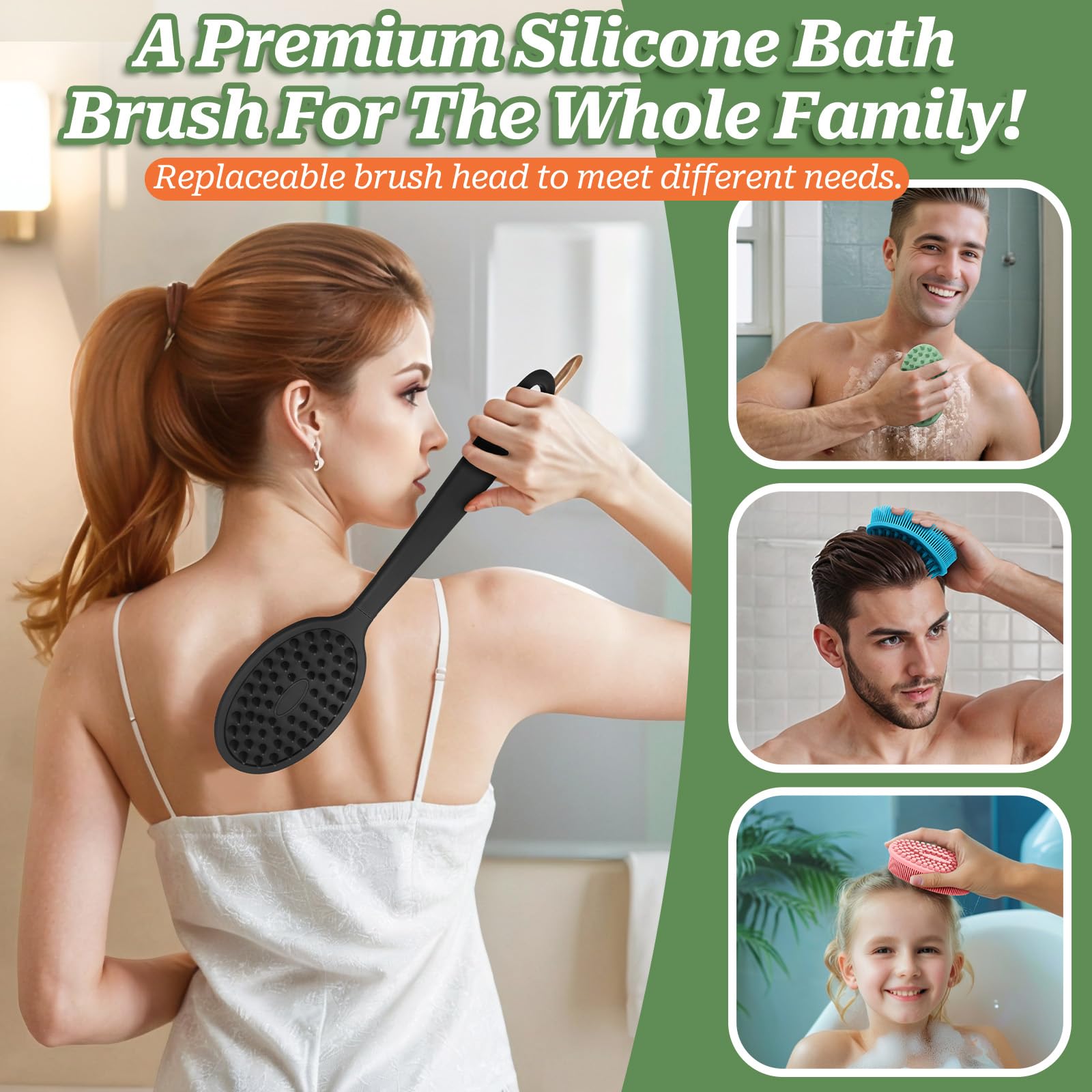 GEENOA ensemble dos silicone avec 2 têtes pour polyvalence.