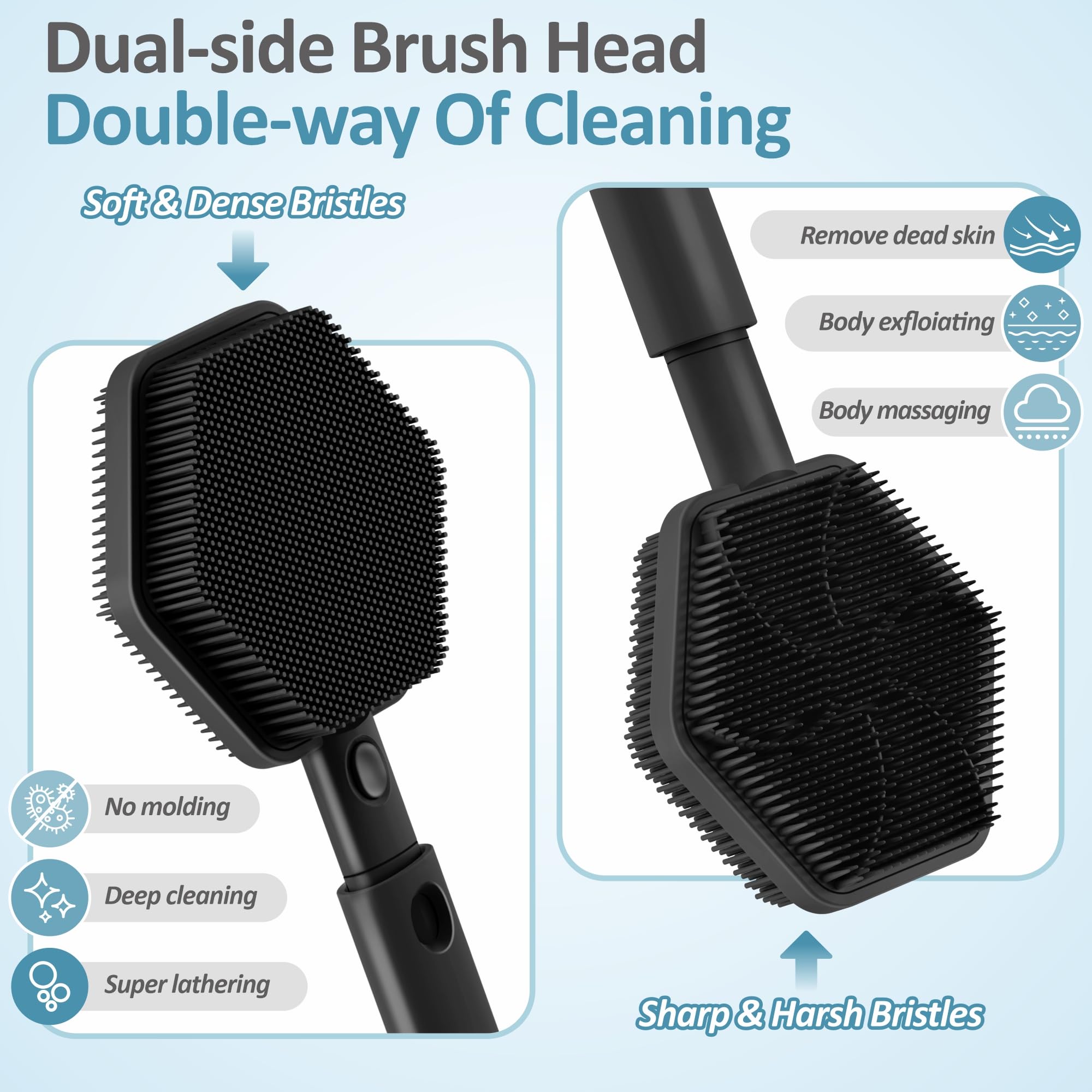 GEENOA gant-douche-silicone pour nettoyer visage et corps.