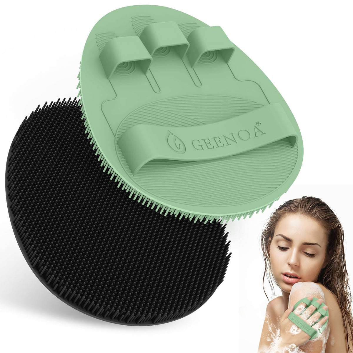 GEENOA gants silicone douche 360° anti-glisse pour un nettoyage en profondeur.